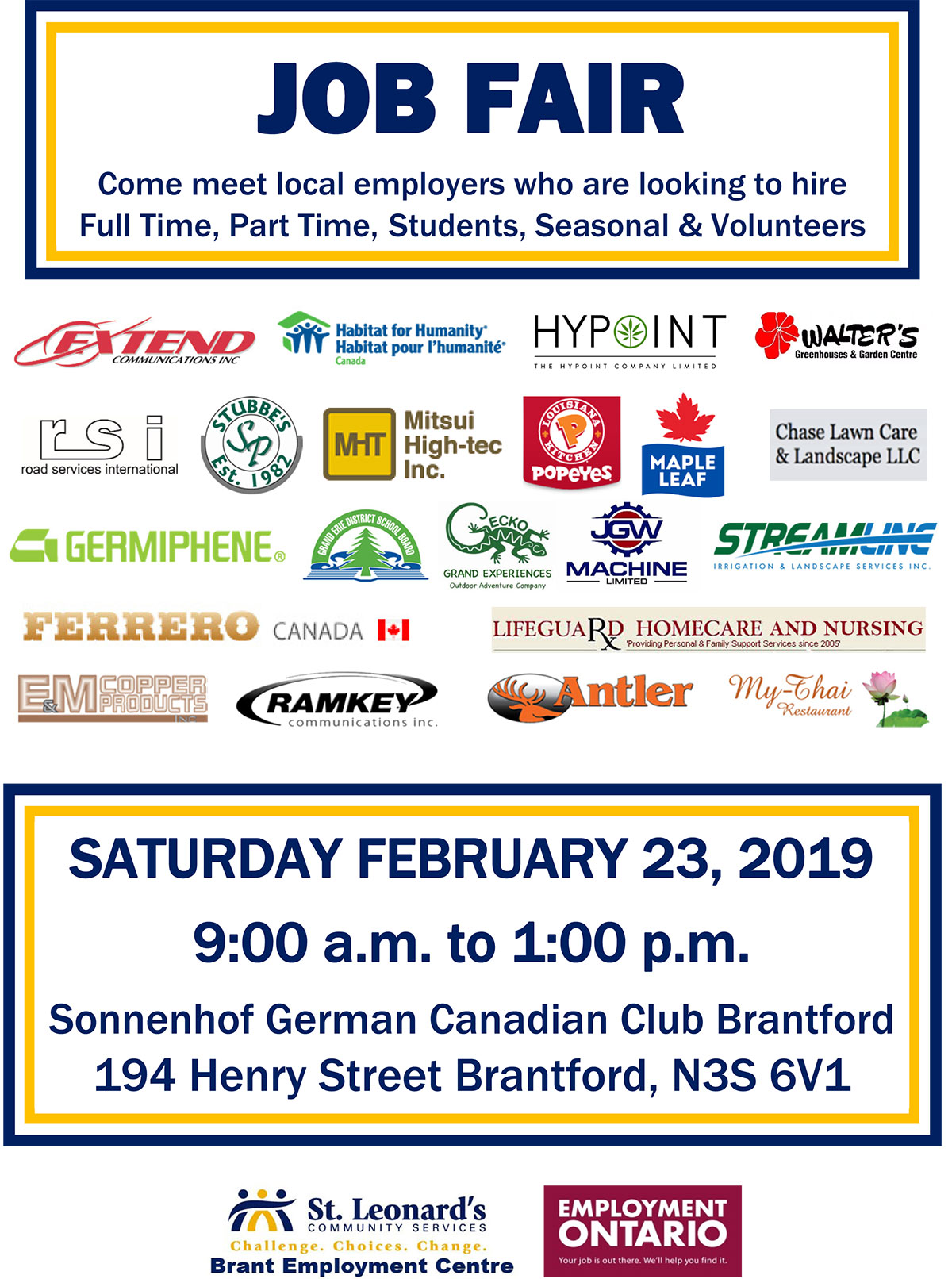 job fair poster with participating company logos