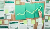 Charts with an arrow pointing up