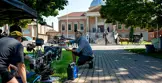 filming at Victoria Park and the Carnegie Building in Downtown Brantford