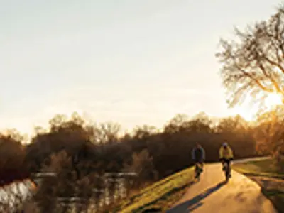 biking on the river trail
