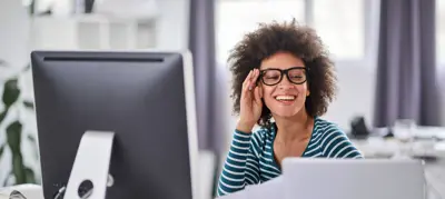 young woman engaged at her office desk